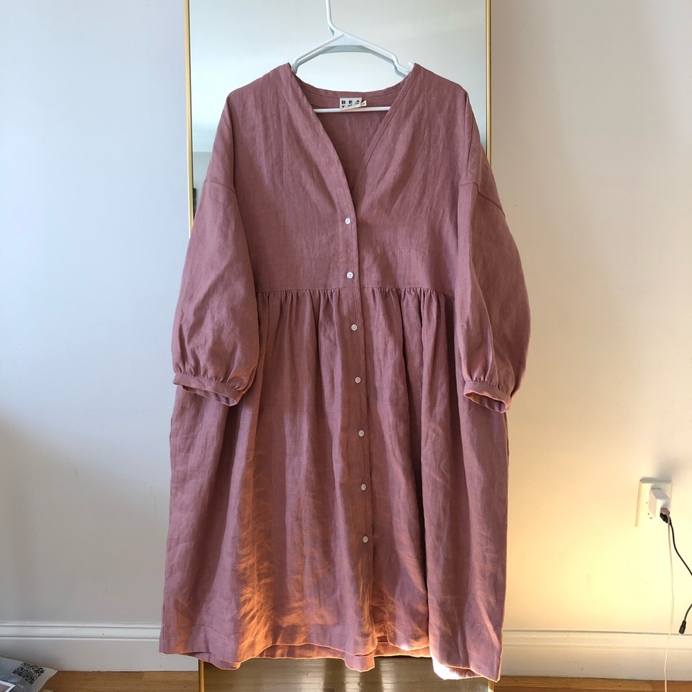 Beaton Linen House Dress Dusty Rose